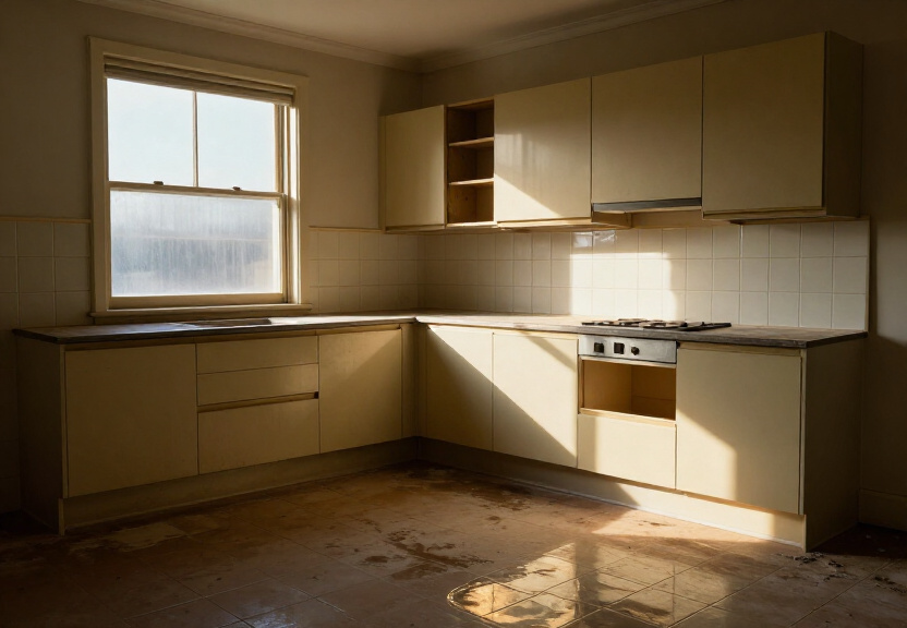 Clean and dry kitchen in North Wahroonga after restoration